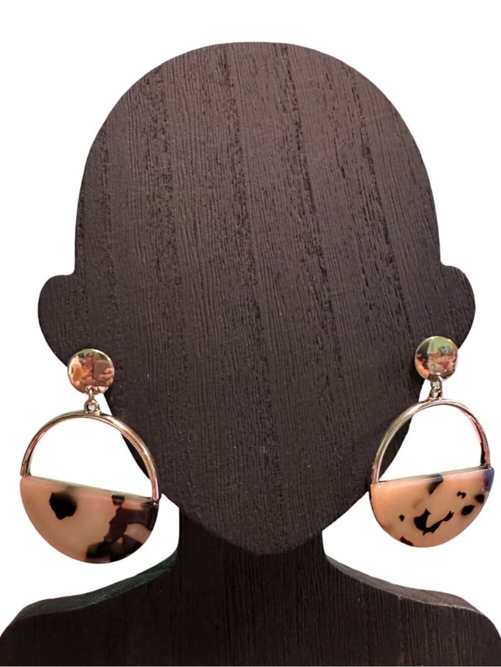 Dangle Hoops Tortoiseshell Acrylic Gold Tone Brown Black Womens Jewelry NWOT
